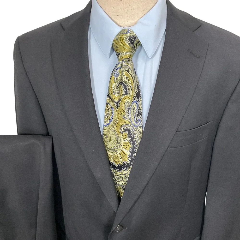 Hart Schaffner Marx Suit Mens 42S 37W 27L Charcoal 2 Button Minimalist Tailored